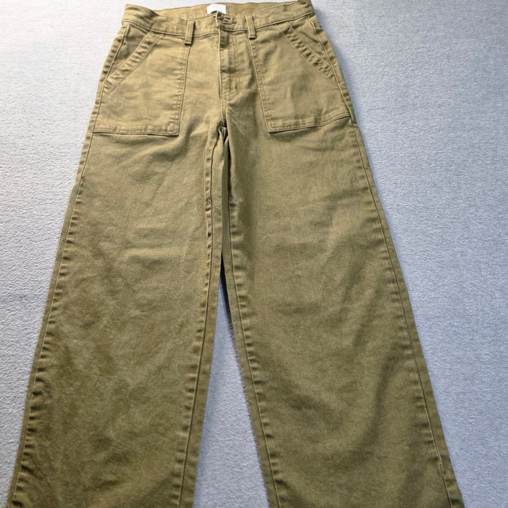 Time‎ and Tru Olive Green Wide Leg Utility Pants Womens Size 8 Cotton High Rise